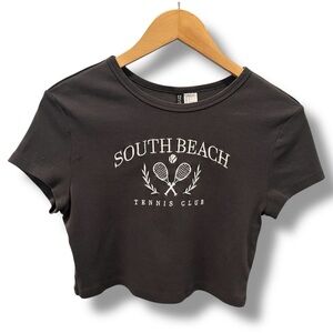 H&M Black Crop Top Essential (Juniors)